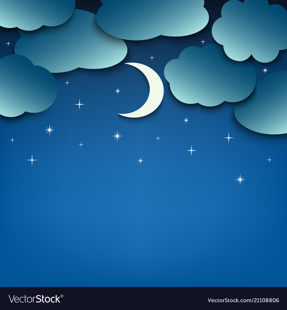 Night sky with clouds and moon template Royalty Free Vector