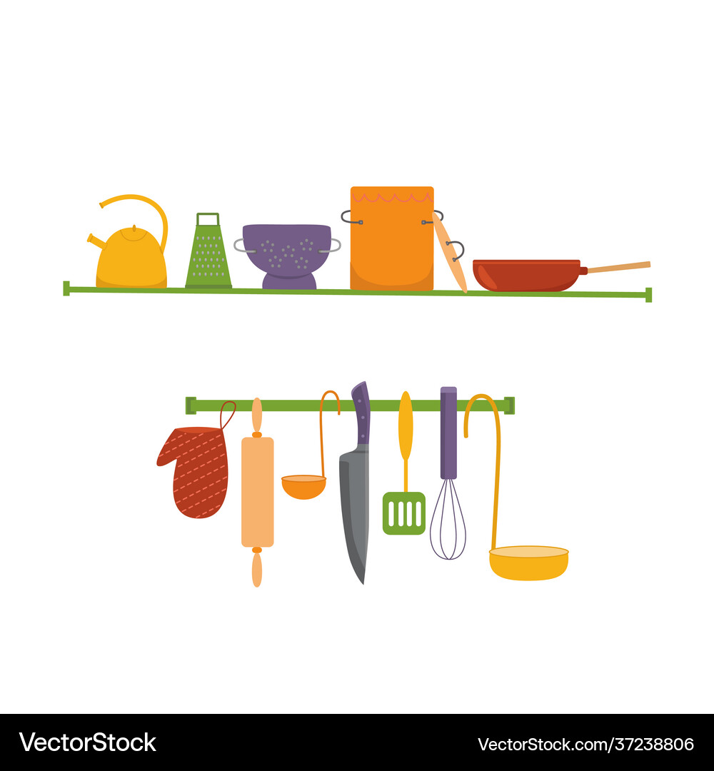Professional kitchen tools kitchenware equipment Vector Image