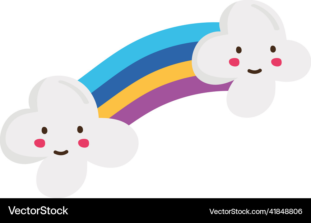 Rainbow with clouds Royalty Free Vector Image - VectorStock
