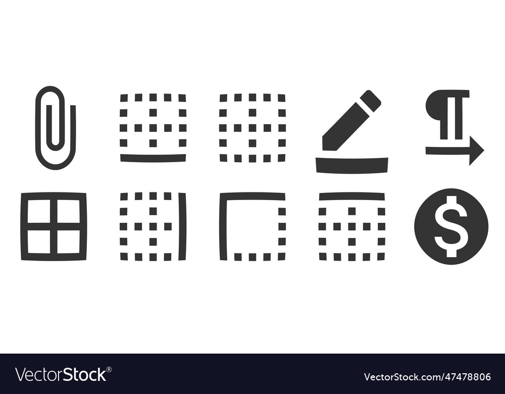 Set of 10 icons text editor line collection