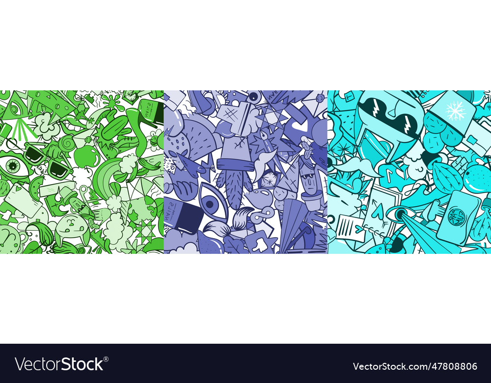 Set of three random elements background including Vector Image