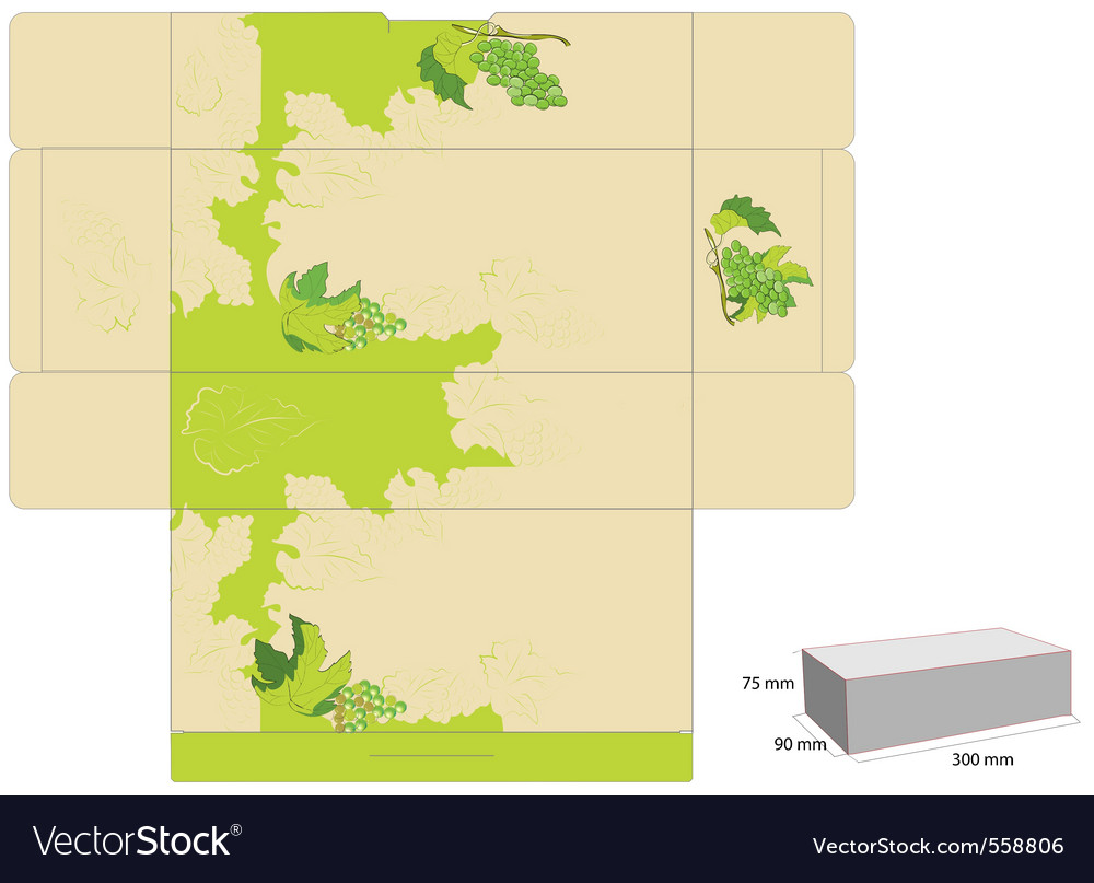 Template for box design with grapevine
