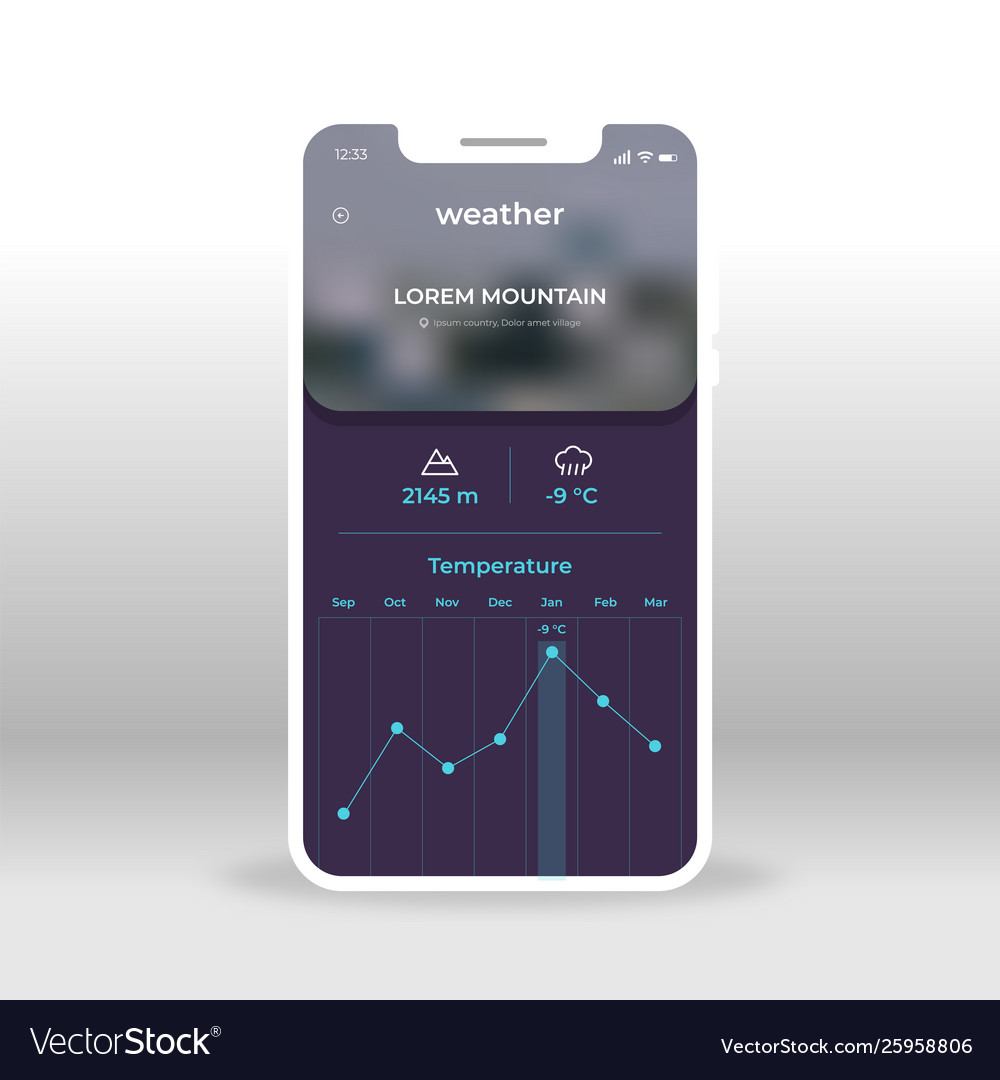 Weather news ui ux gui screen for mobile apps Vector Image Weather news ui ux gui screen for mobile apps