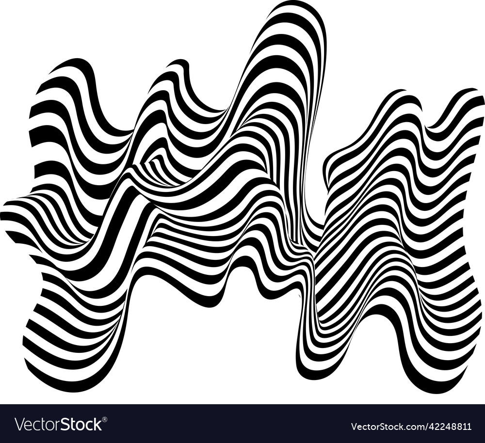 Abstract black and white stripe liquefy wave line