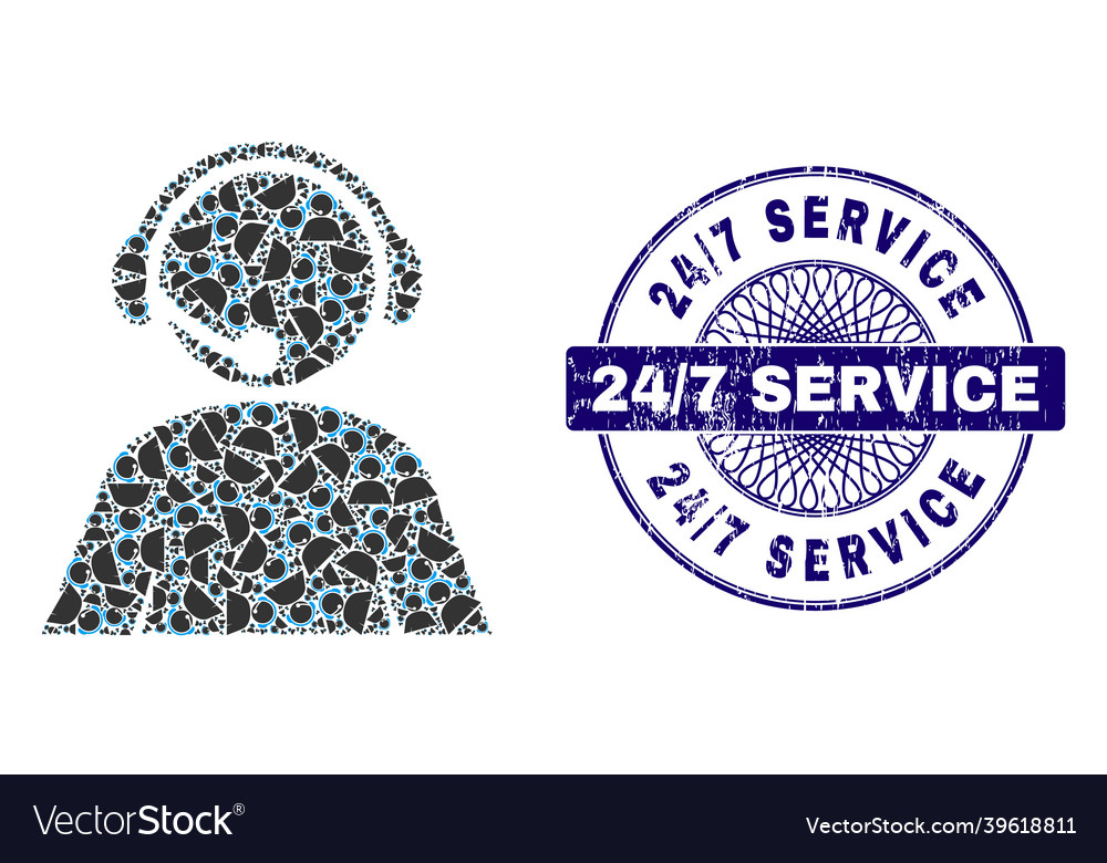Call center operator fractal composition of Vector Image Call center operator fractal composition of