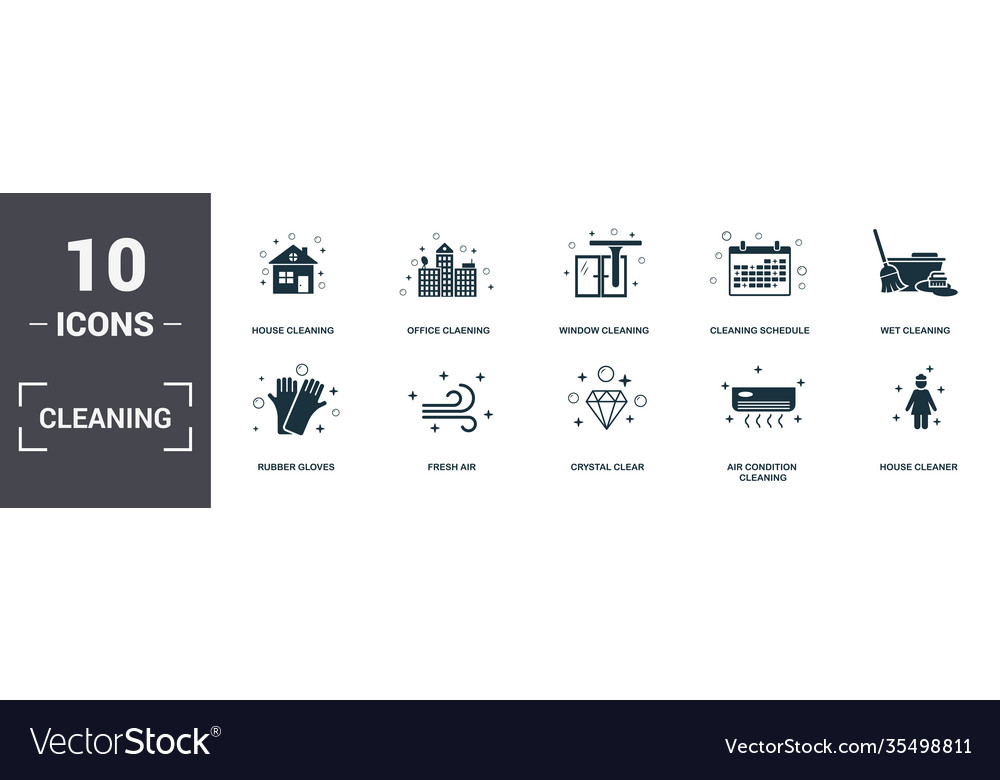 Cleaning set icons collection includes simple Vector Image Cleaning set icons collection includes simple