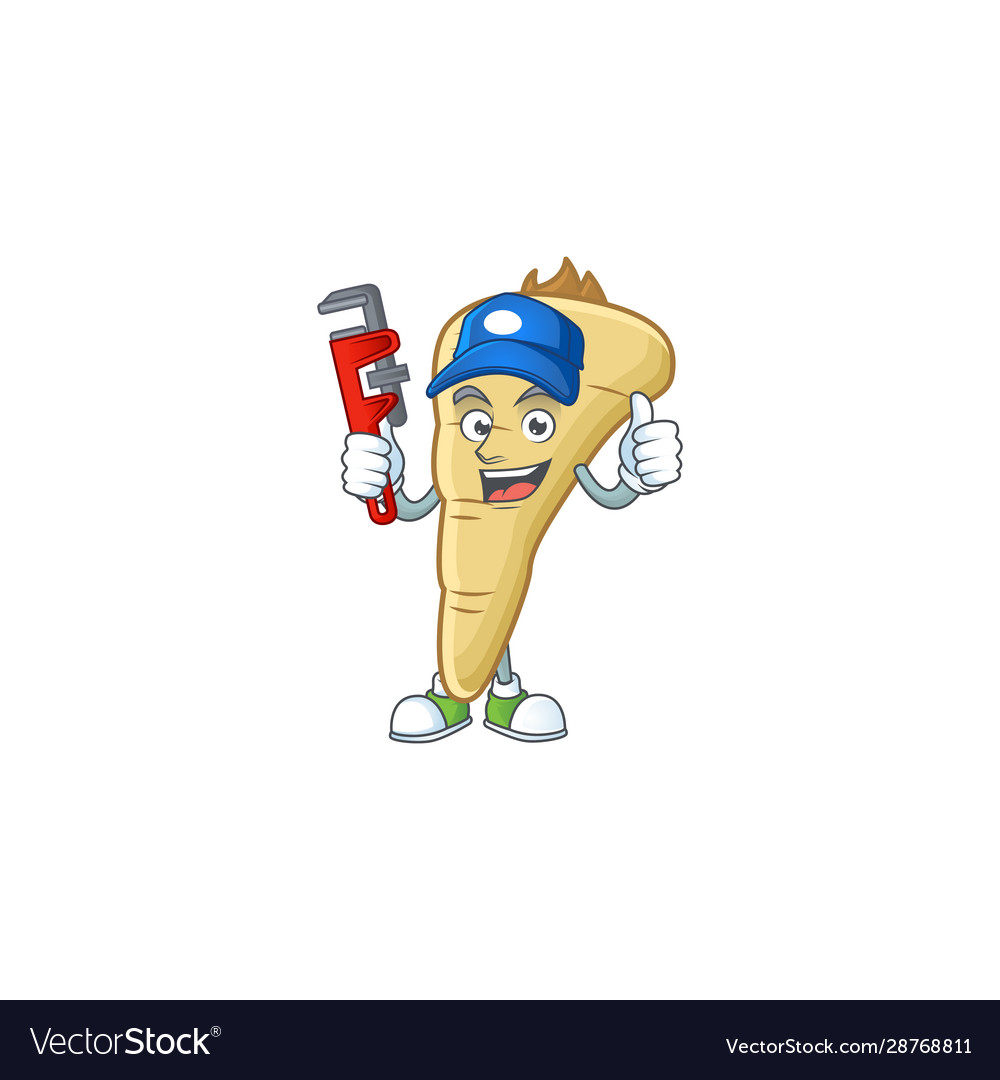 Cool plumber parsnip cartoon character mascot