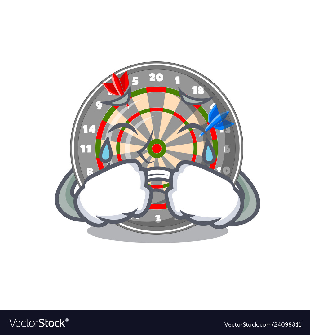 Crying dartcoard isolated with in the character vector image Crying dartcoard isolated with in the character