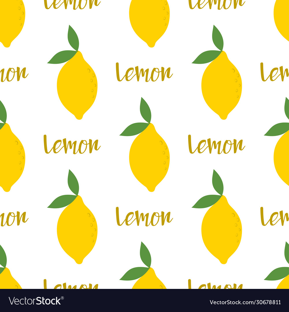 Cute lemon seamless pattern isolated on white Vector Image