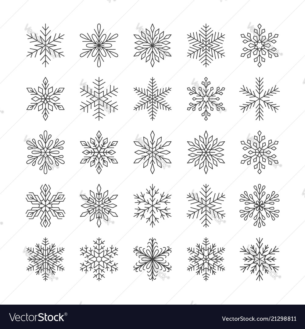 Süße Schneeflocken Kollektion isoliert auf weiß vector image Süße Schneeflocken Kollektion isoliert auf weiß