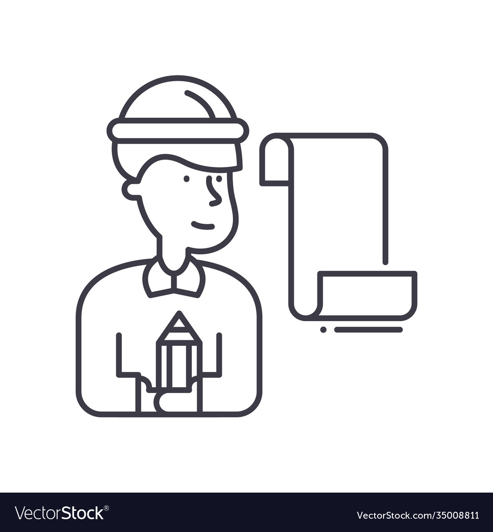 Engineer icon linear isolated thin vector image Engineer icon linear isolated thin