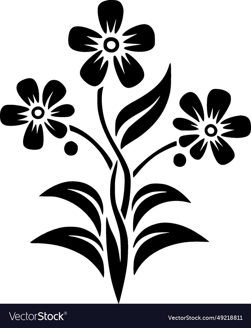 Flower - black and white Royalty Free Vector Image