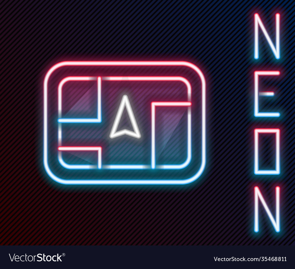Glowing neon line gps device with map icon Vector Image Glowing neon line gps device with map icon