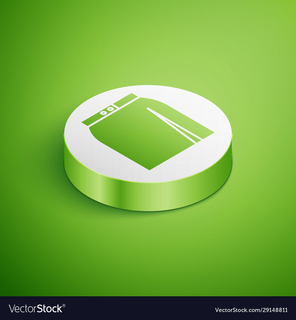 Isometric skirt icon isolated on green background