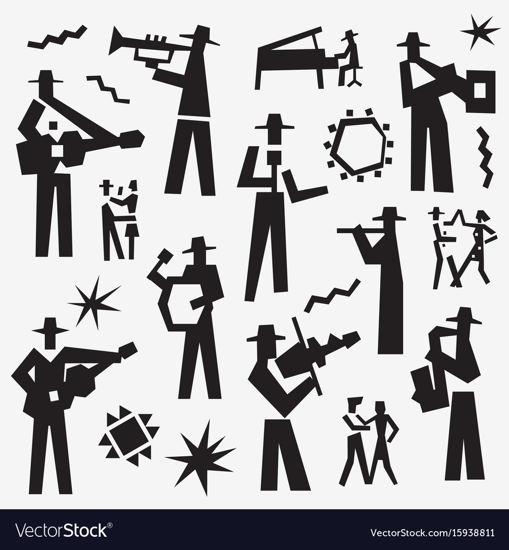 Jazz band doodles Royalty Free Vector Image VectorStock