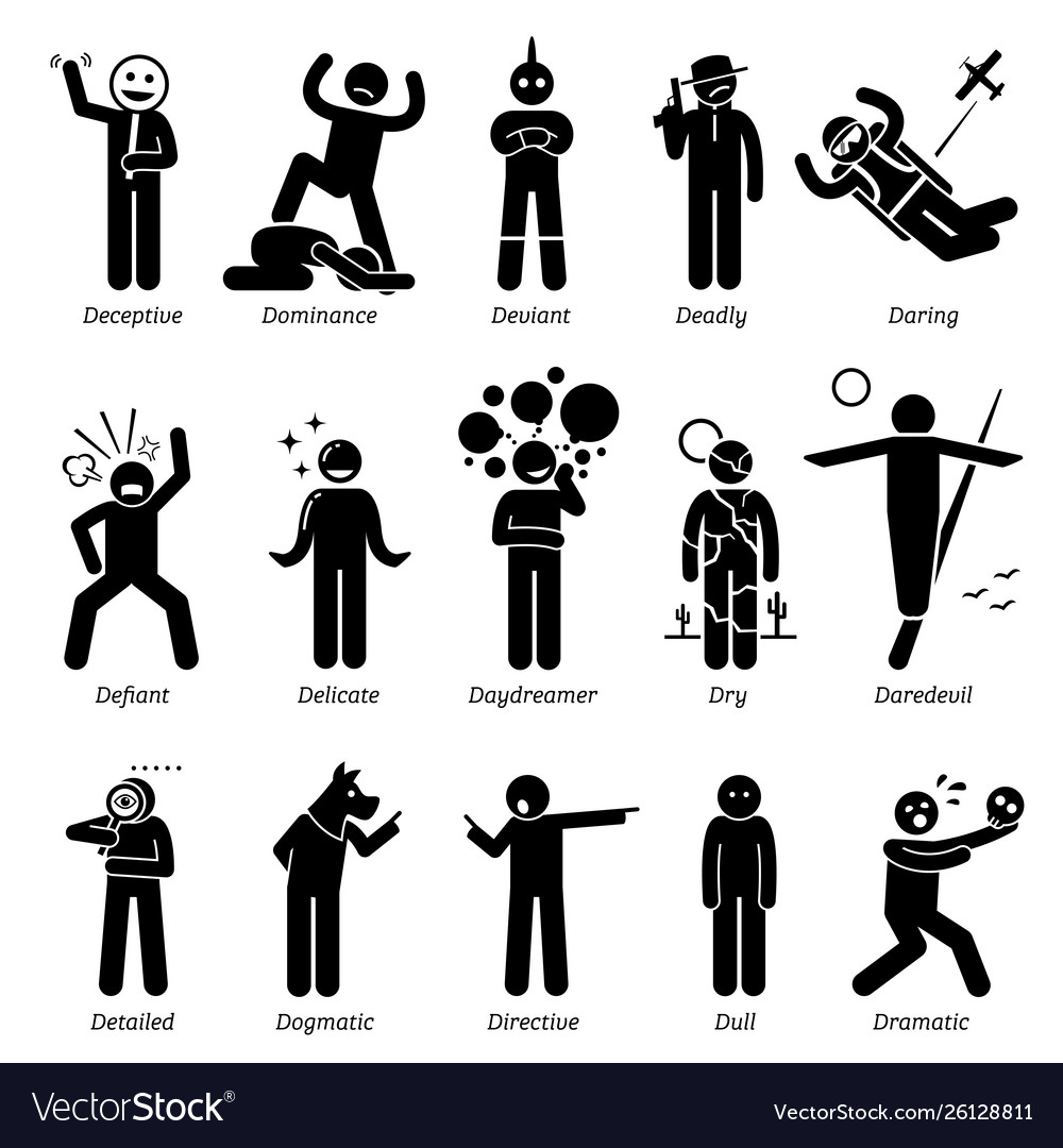 Neutral personalities character traits stick vector image