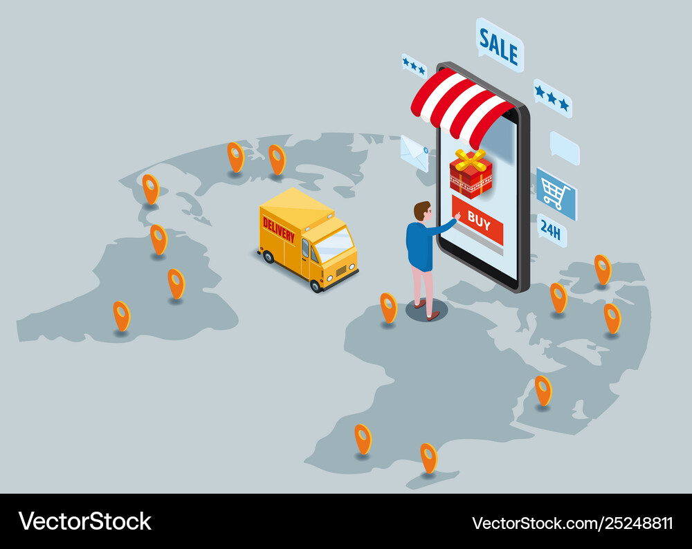 Online shopping express delivery service courier Vector Image
