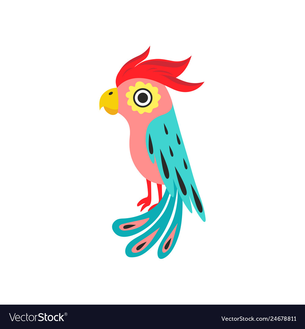 Parrot with crest tropical bird colored