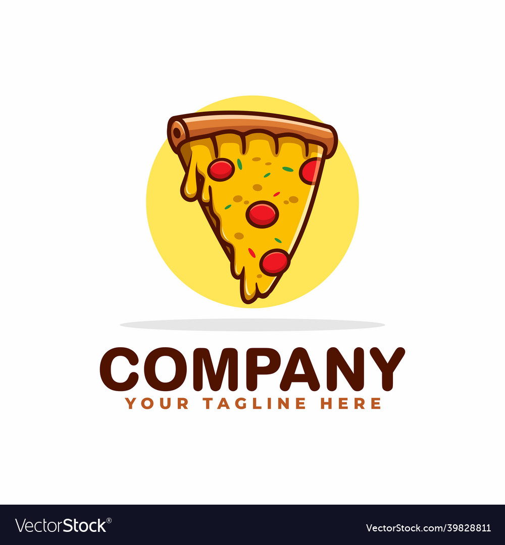 Pizza with melted cheese logo Royalty Free Vector Image