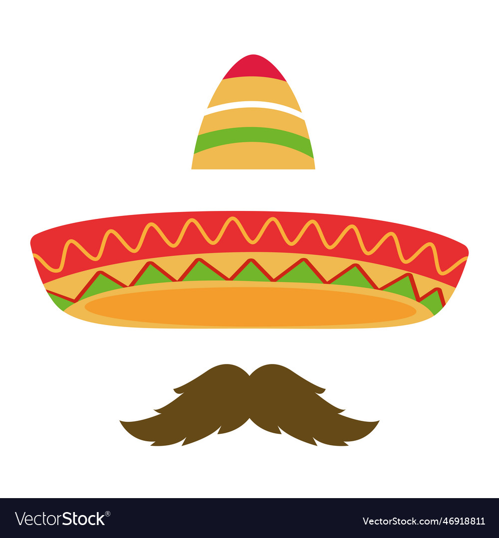 Traditional hat moustache mexican mariachi Vector Image