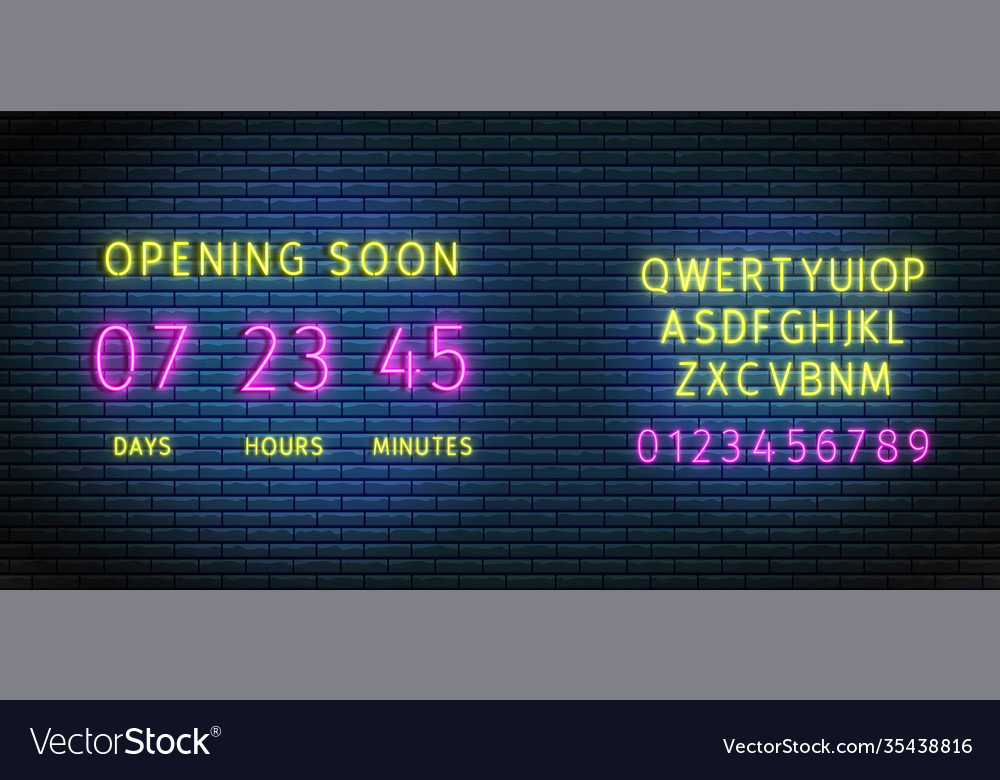 Countdown Timer mit Neon Schriftuhrzähler vector image Countdown Timer mit Neon Schriftuhrzähler