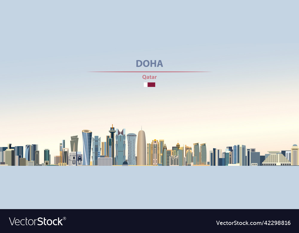 Doha city skyline on colorful gradient beautiful