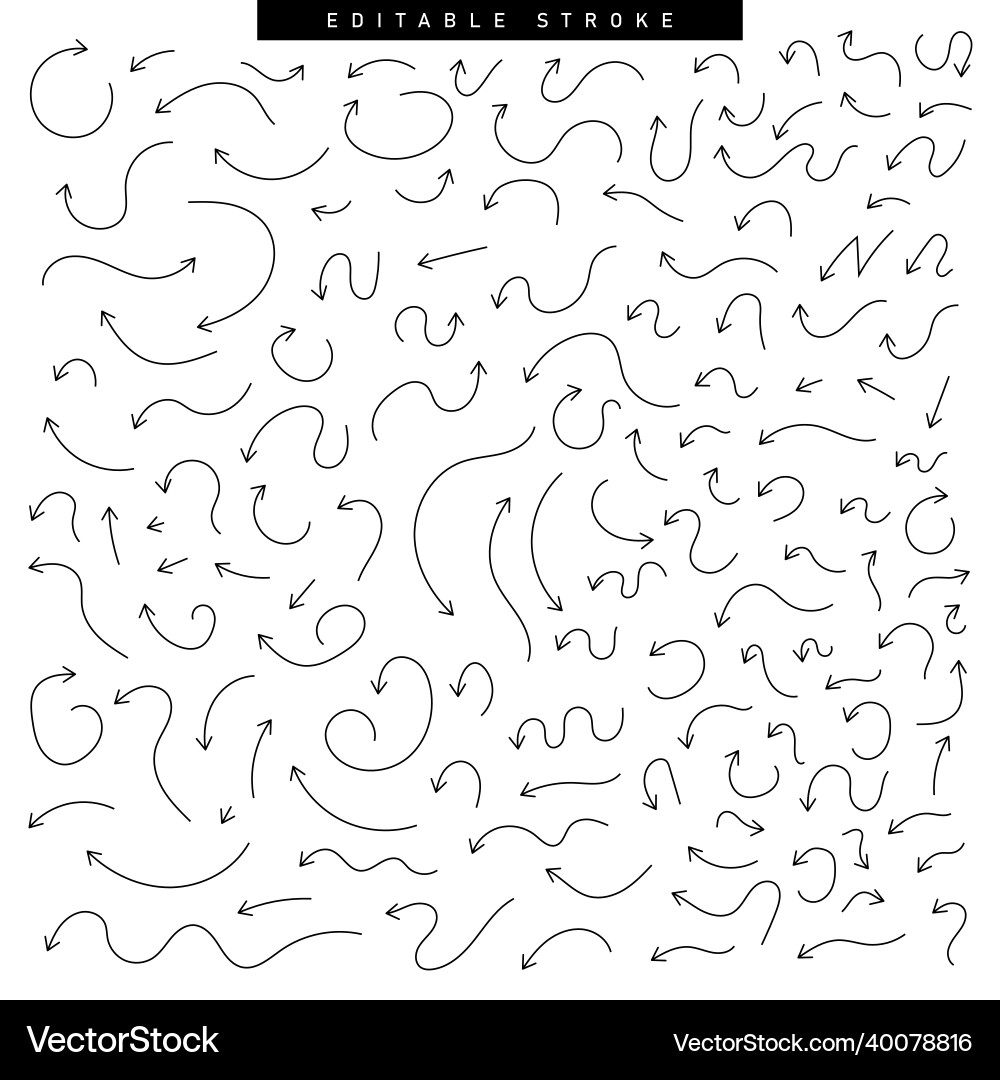 Hand drawn set of arrow elements in doodle style Vector Image