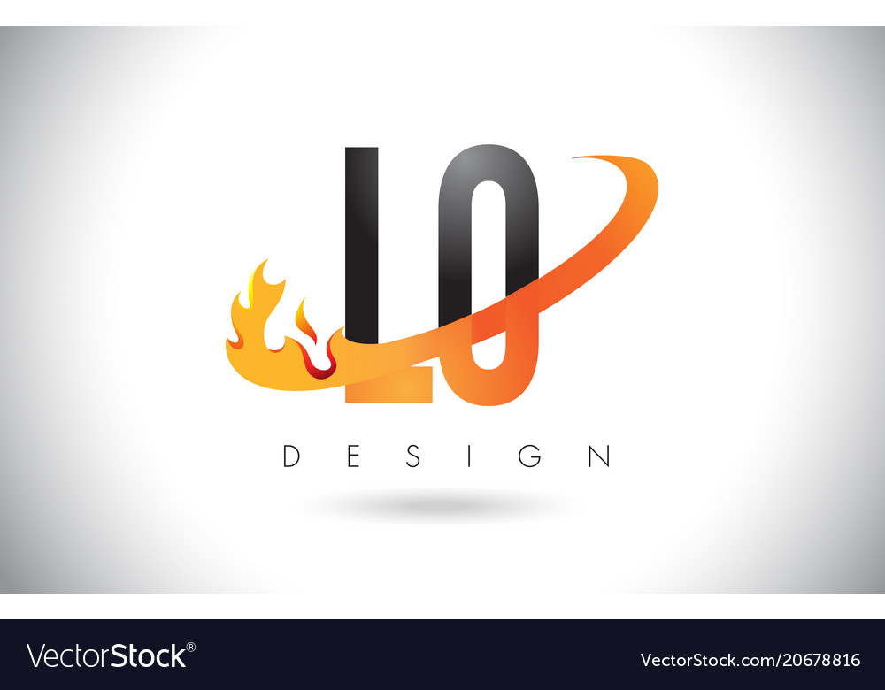 Lo l o letter logo with fire flames design