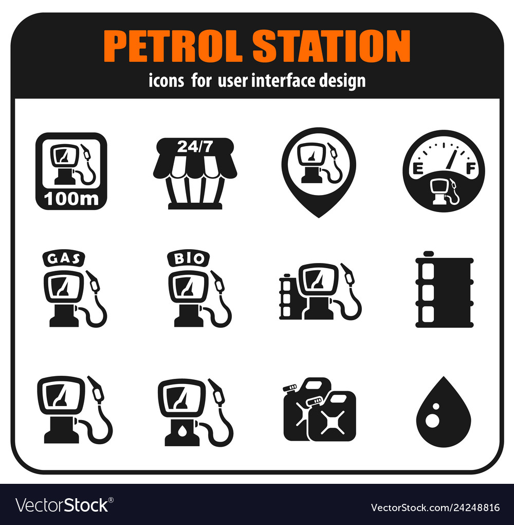 Petrol station icons set