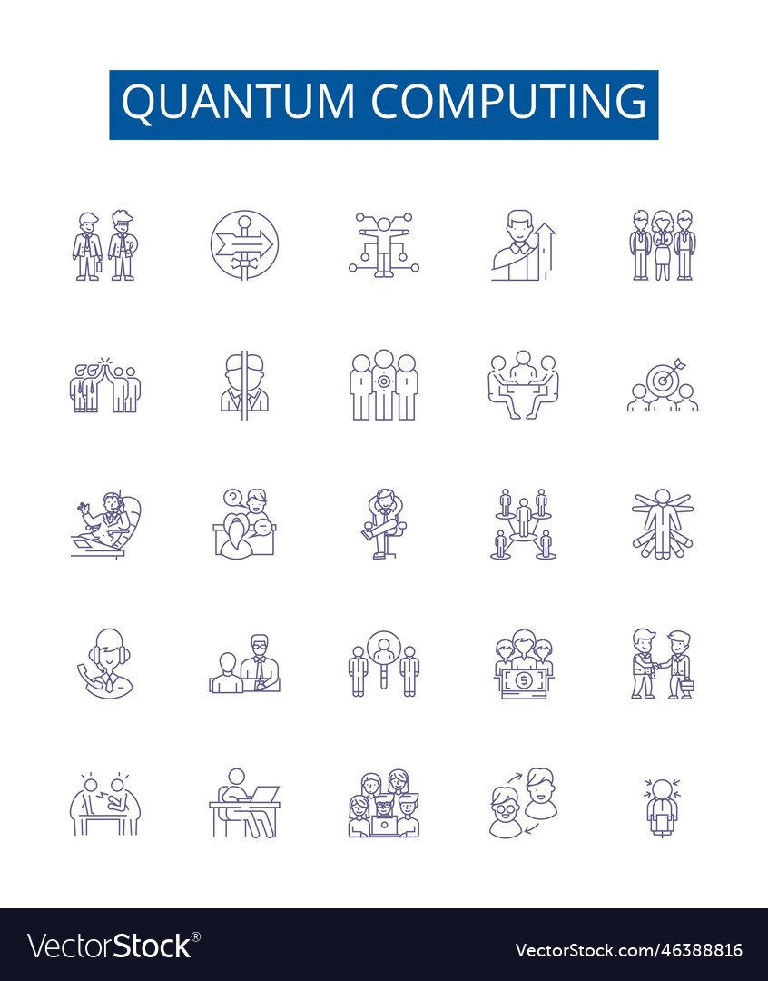 Quantum Computing Line Icons Zeichen set design