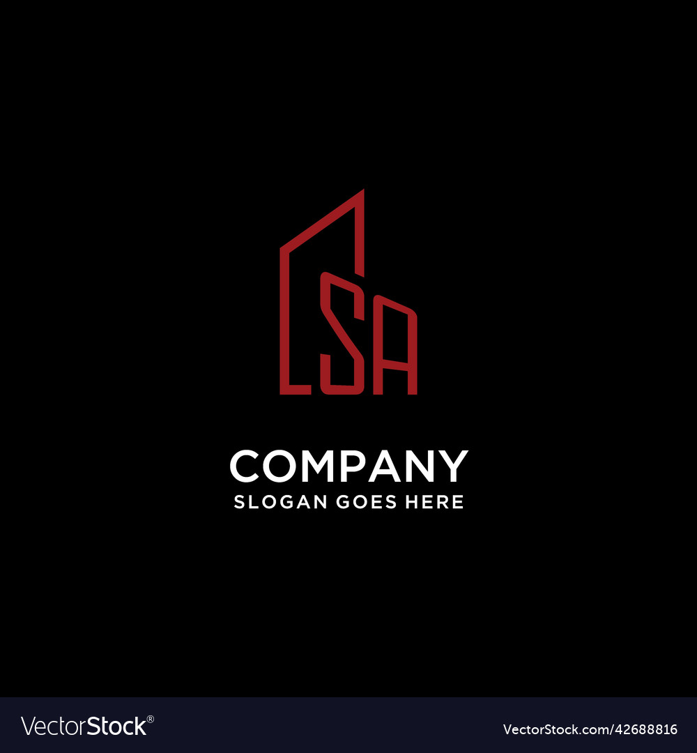 Sa initial monogram with building logo design Vector Image Sa initial monogram with building logo design