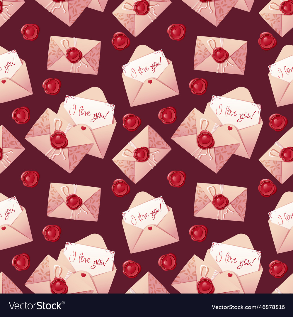Seamless pattern with a letter in an envelope