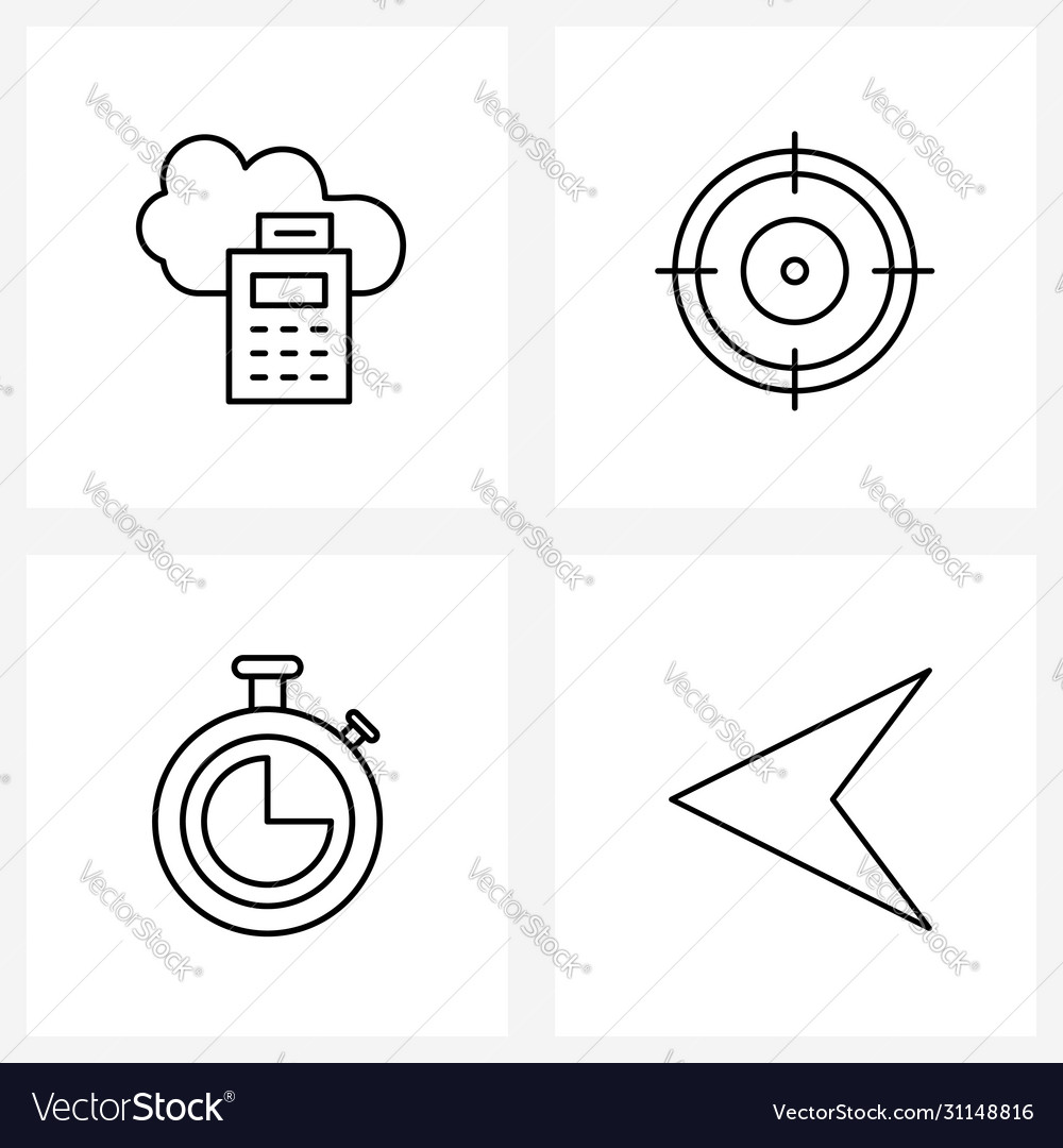 Set 4 simple line icons for web and print
