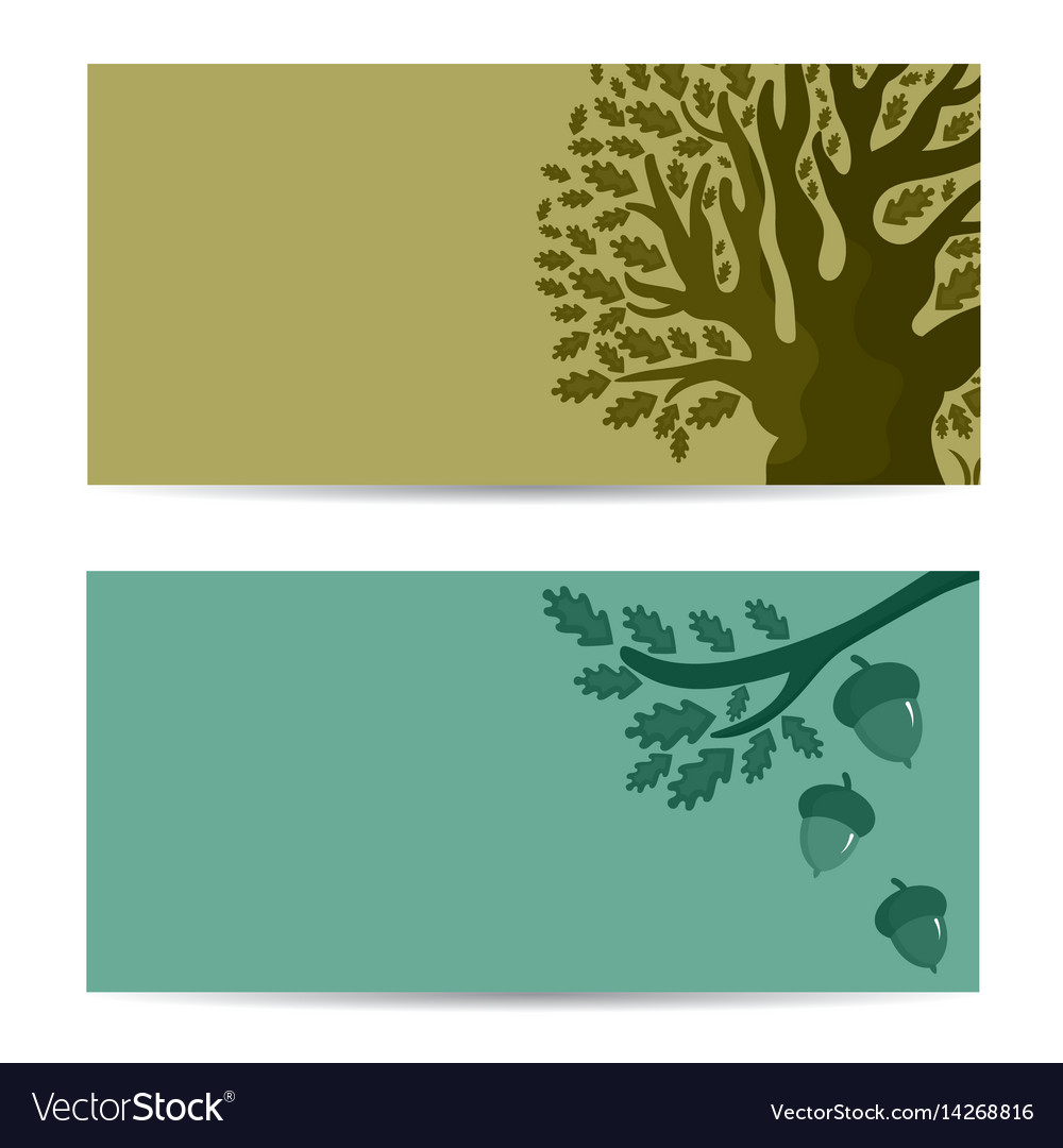 Set Of Banners With Oak Tree And Acorns Royalty Free Vector