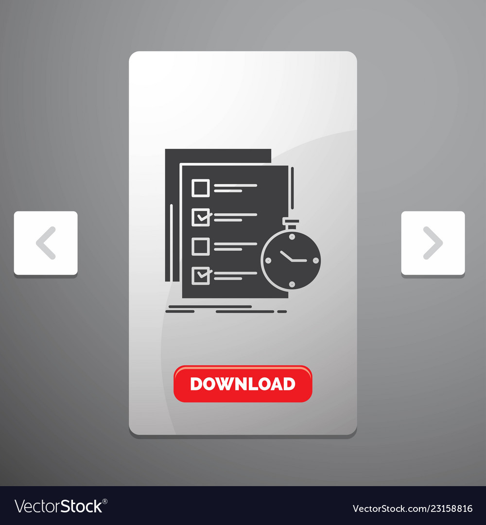 Todo task list check time glyph icon in carousal vector image Todo task list check time glyph icon in carousal