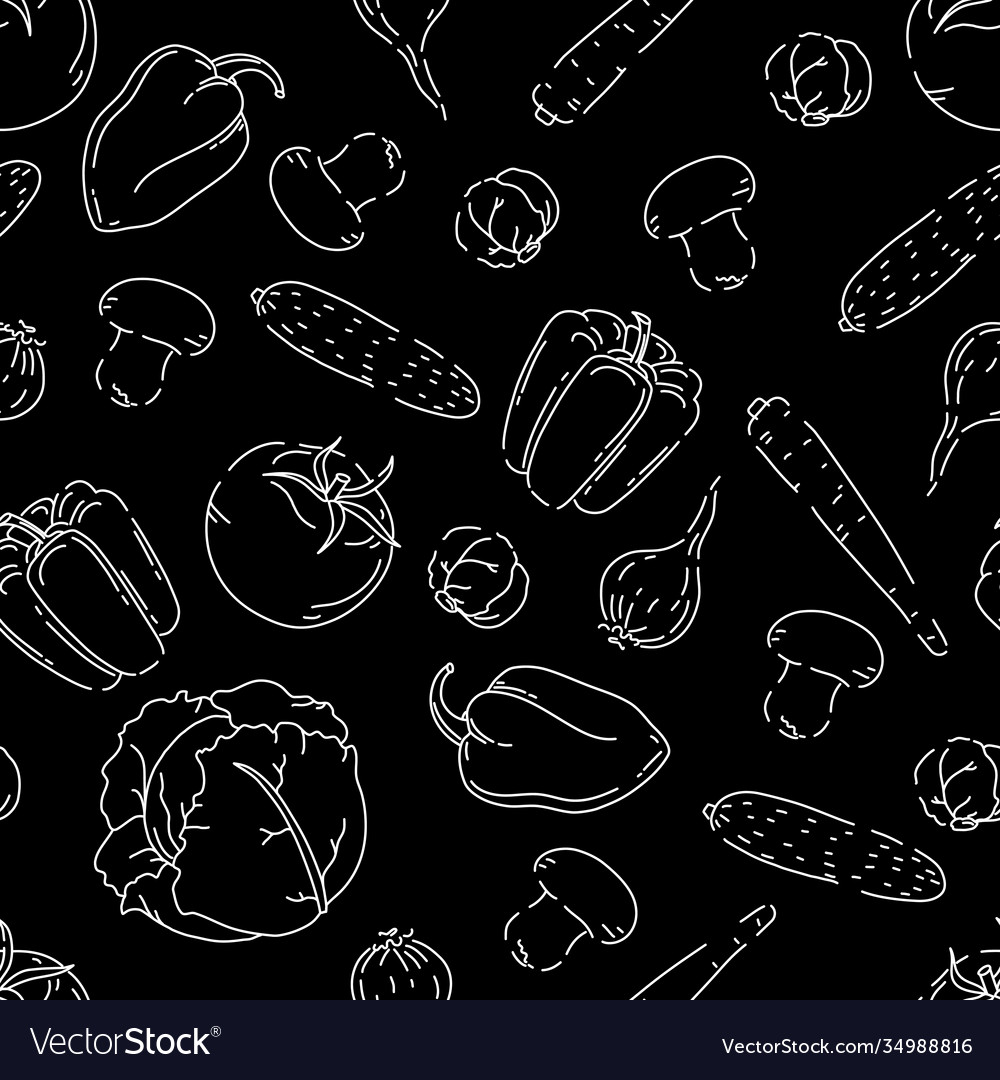 Vegetables and mushrooms seamless pattern