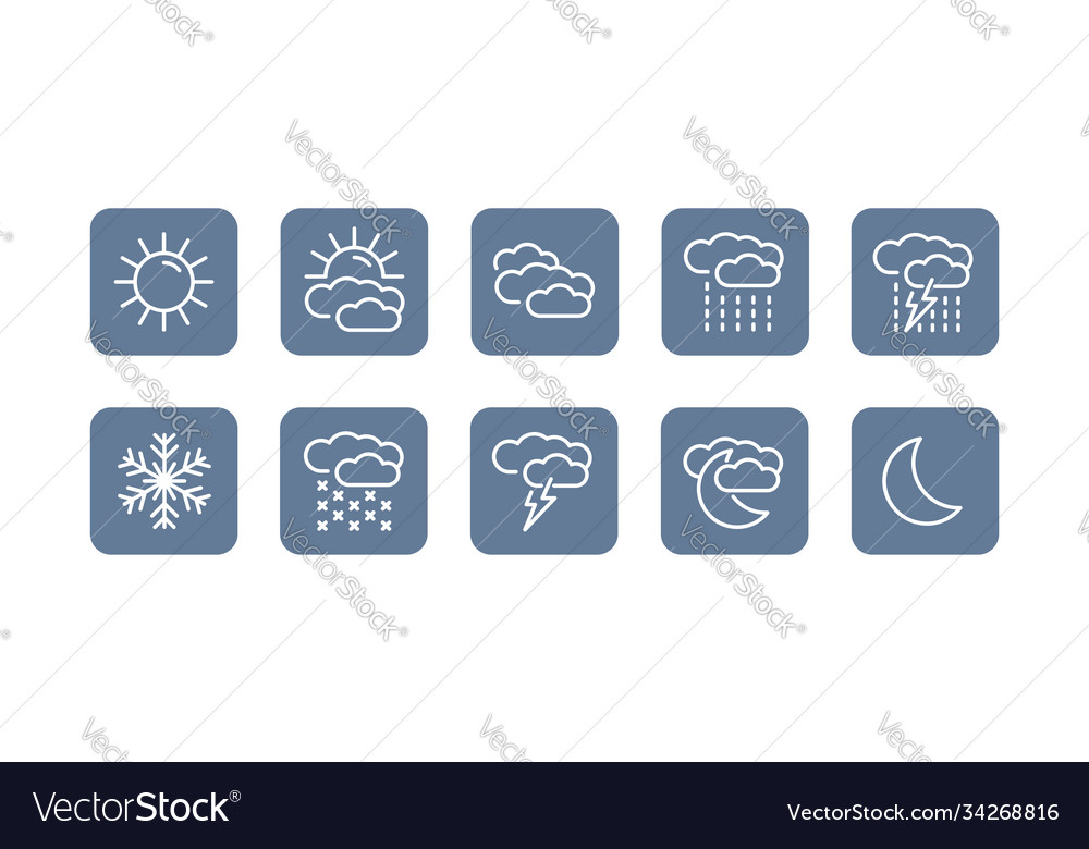 Weather forecast icons set Royalty Free Vector Image