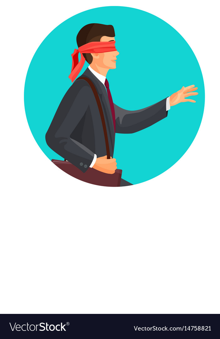 Premium Vector  Closeup profile of blindfolded man in suit. motivated  person going to risk concept