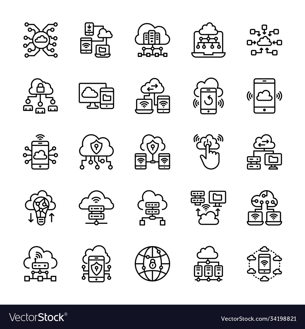 Cloud computing and technology icons