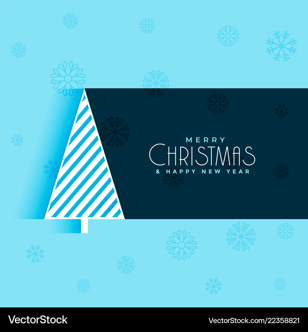 Creative christmas tree design blue background Vector Image