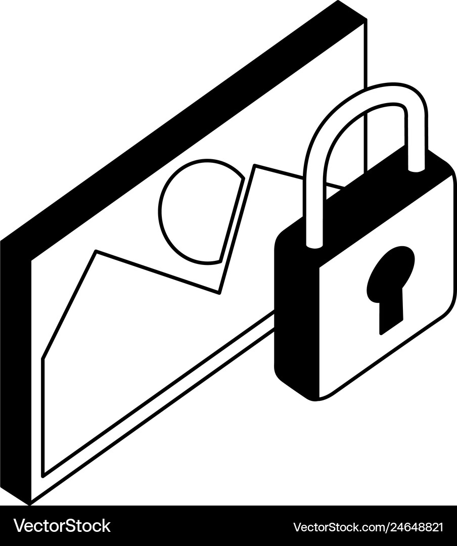 Data security padlock with picture Royalty Free Vector Image
