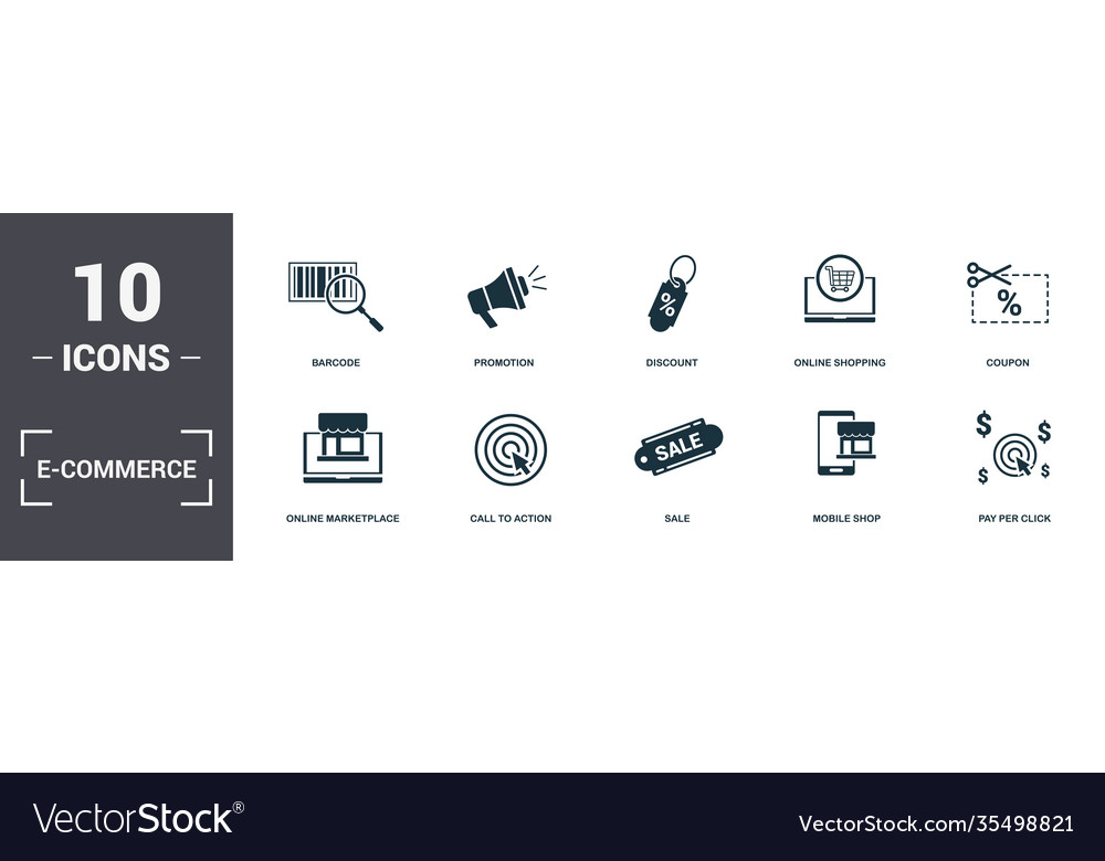 E-commerce set icons collection includes simple