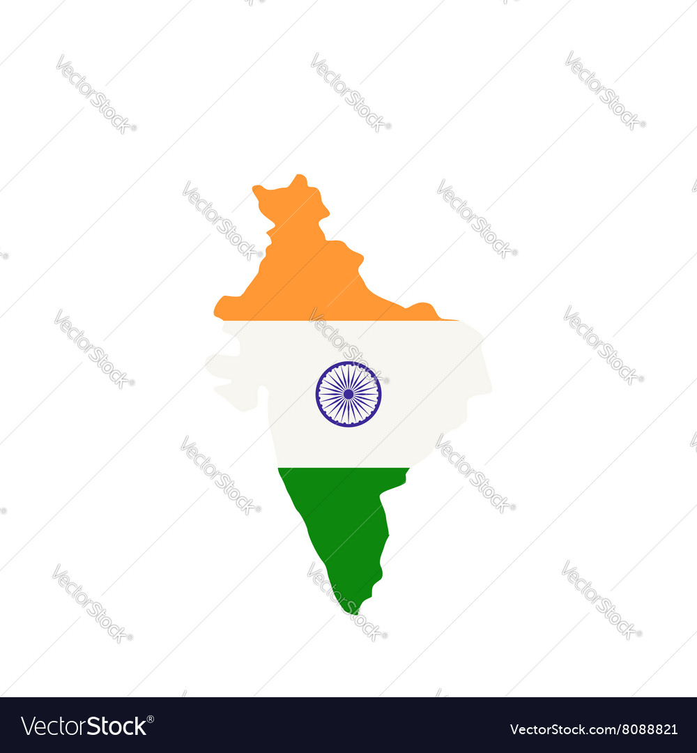 Map of india with the image national flag Vector Image