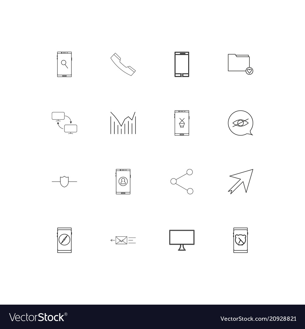 Network and database linear thin icons set