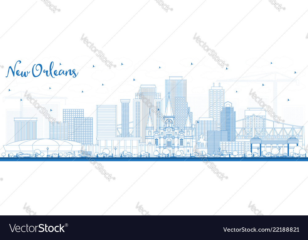 Outline new orleans louisiana city skyline Vector Image