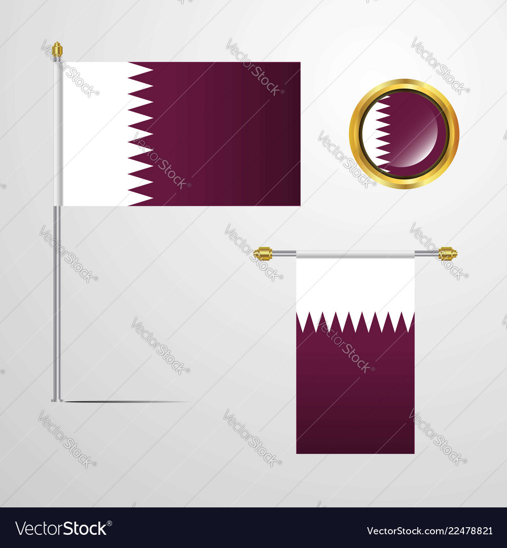 Qatar waving flag design with badge