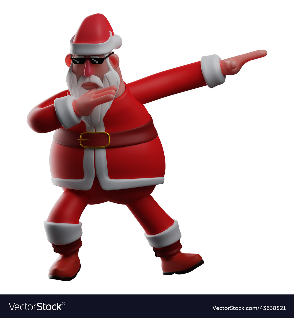 Santa 3d cartoon showing a dab poses Royalty Free Vector