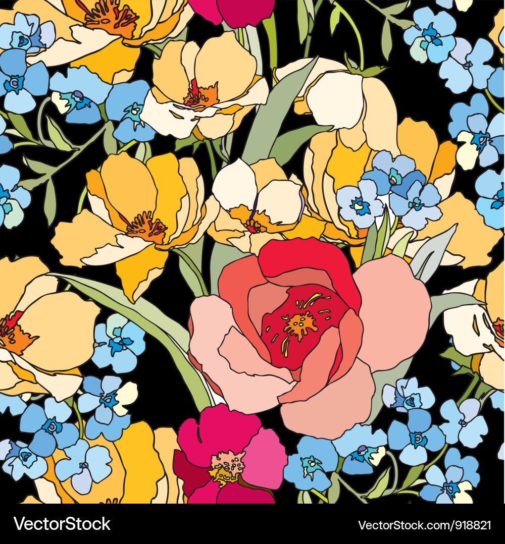Seamless pattern with flowers Royalty Free Vector Image