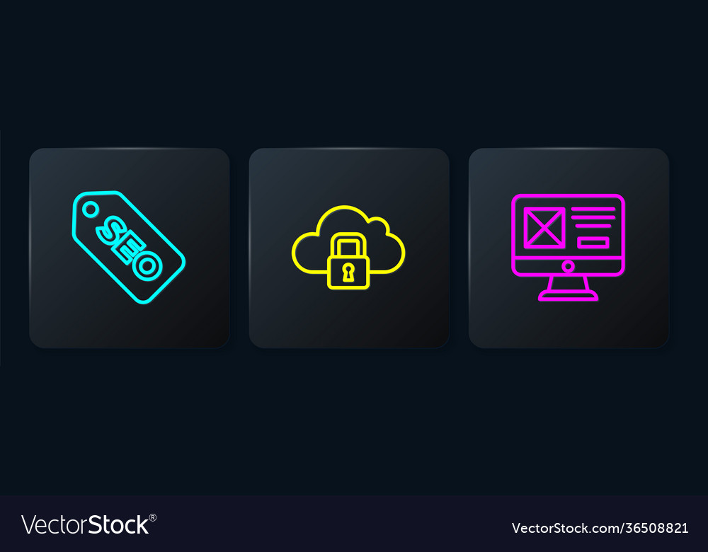 Set line seo optimization ui or ux design vector image Set line seo optimization ui or ux design