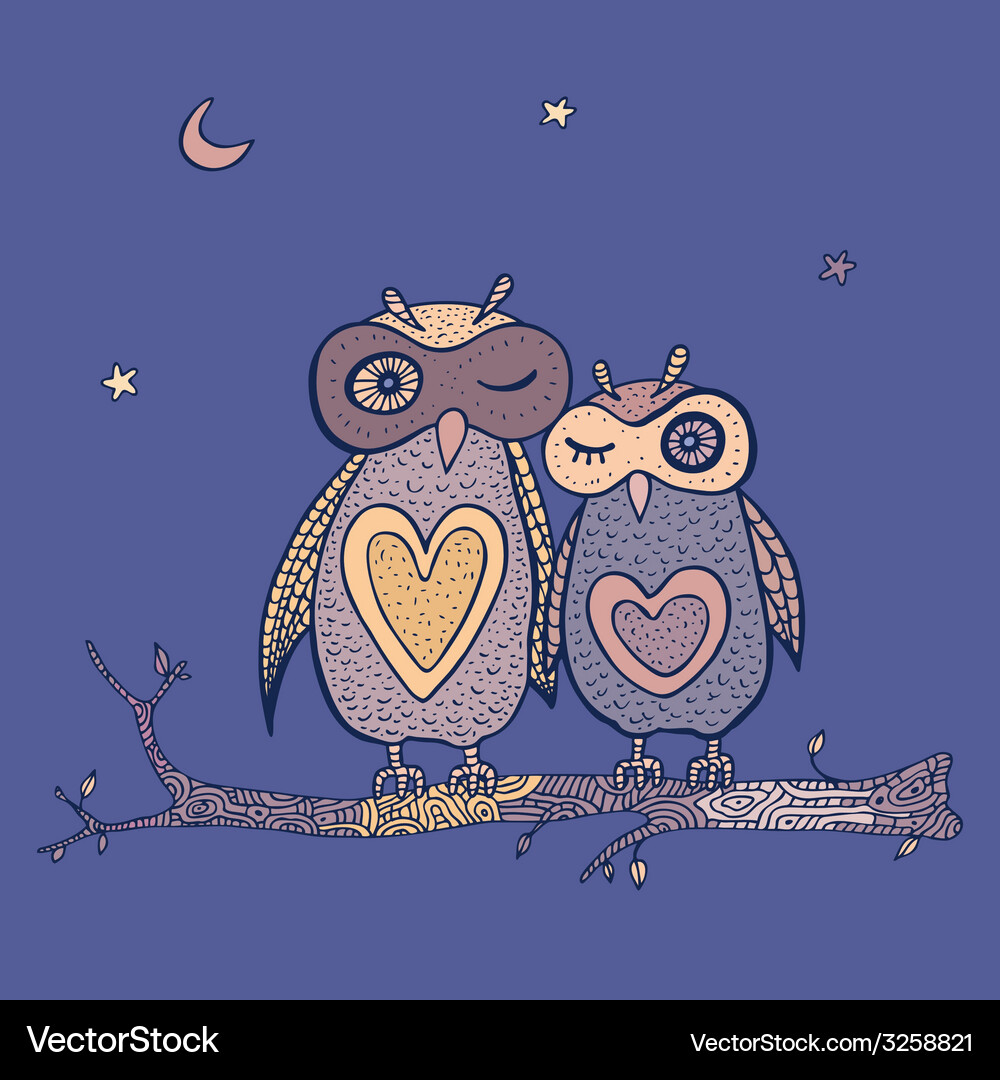 Two cute decorative owls Royalty Free Vector Image